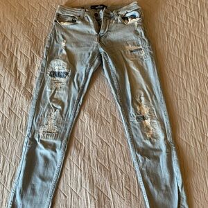 Hollister Blue Skinny Jeans Distressed Style